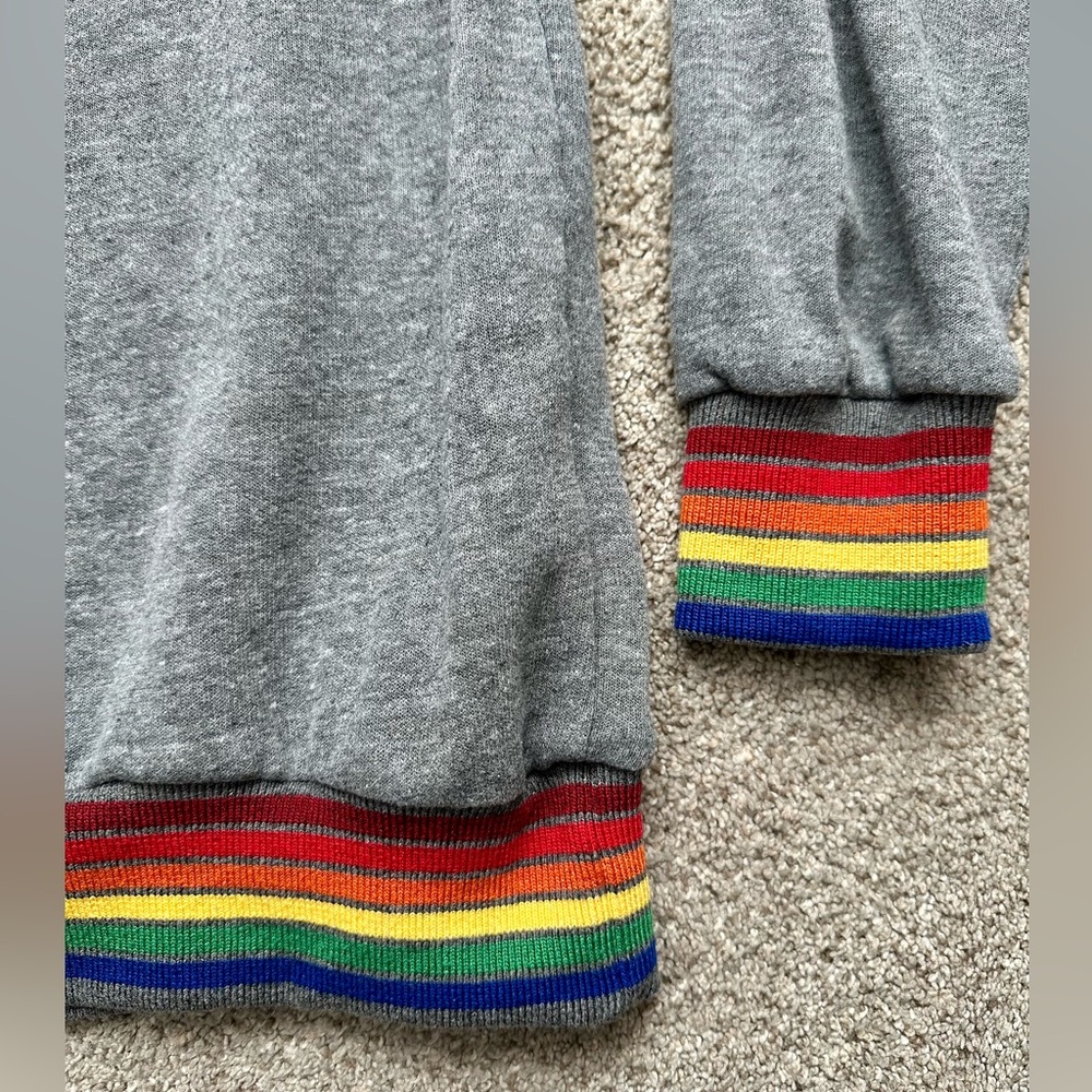 Aviator Nation Gray Crewneck with Rainbow Cuffs - Picture 4 of 7